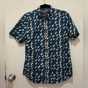 Bonobos Slim Fit Riviera Short Sleeve Shirt, Teal/Medium Blue, Medium